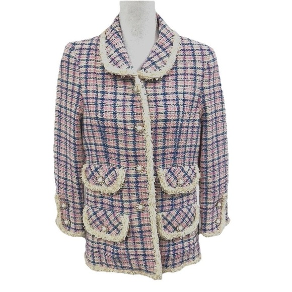 Marc Jacobs Jackets & Blazers - Marc Jacobs The Tweed Jacket Blazer Womens 10 Ivory Plaid Business Career